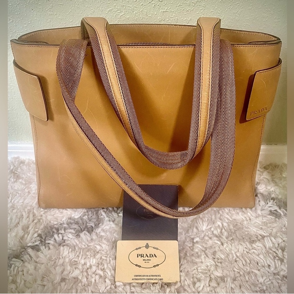 Authentic Prada Leather Tote Handbag